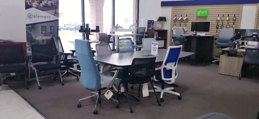 Porter's Office Products Showcase room with Steelcase and HON chairs.