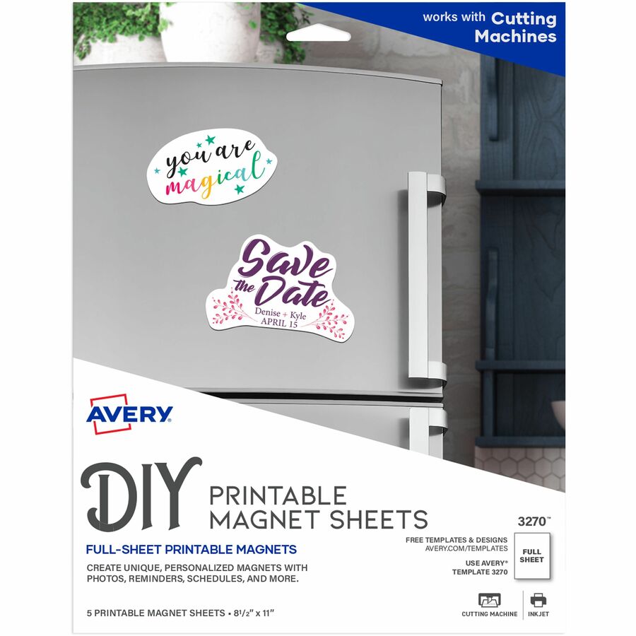 Avery® Printable Magnet Sheets, 8.5" x 11" , 5 Sheets