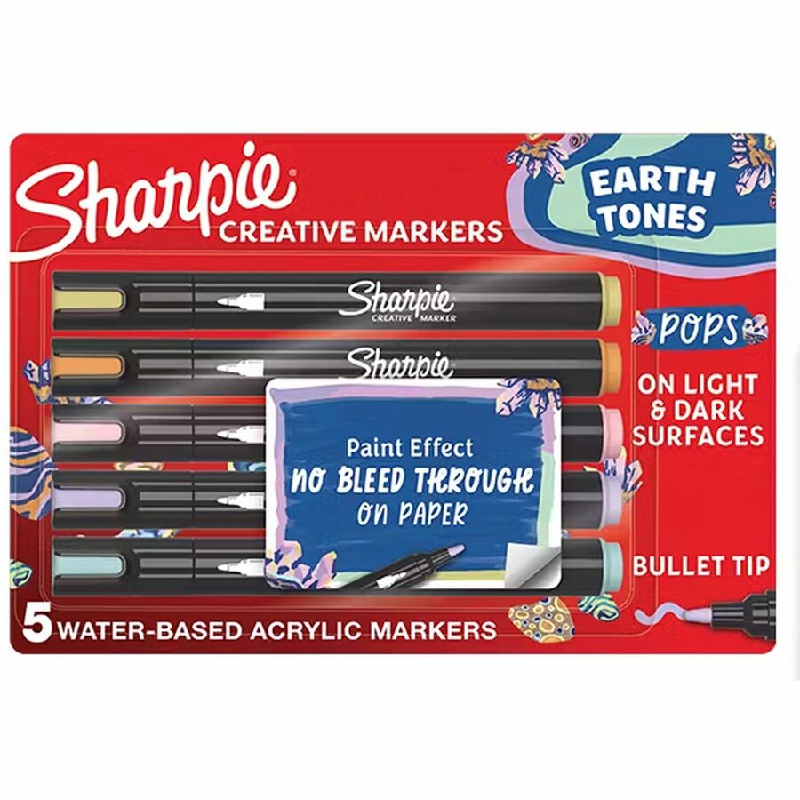 Sharpie Creative Markers, Water-Based Acrylic Markers, Bullet Tip, Earth Tones