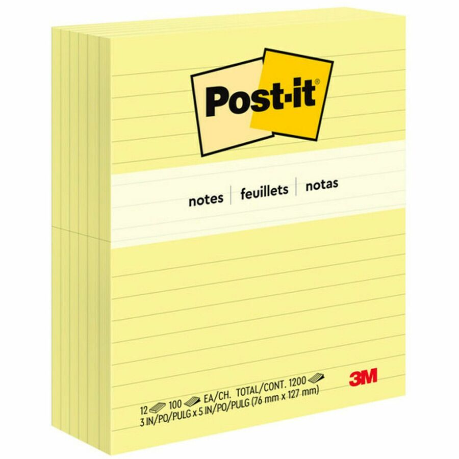 Post-it® Notes Original Lined Notepads. 3" x 5"